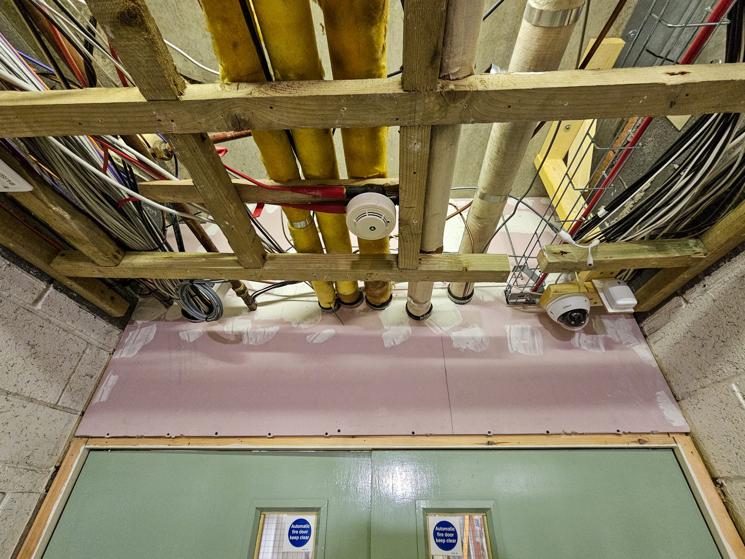 Fire reg showing cables at a school
